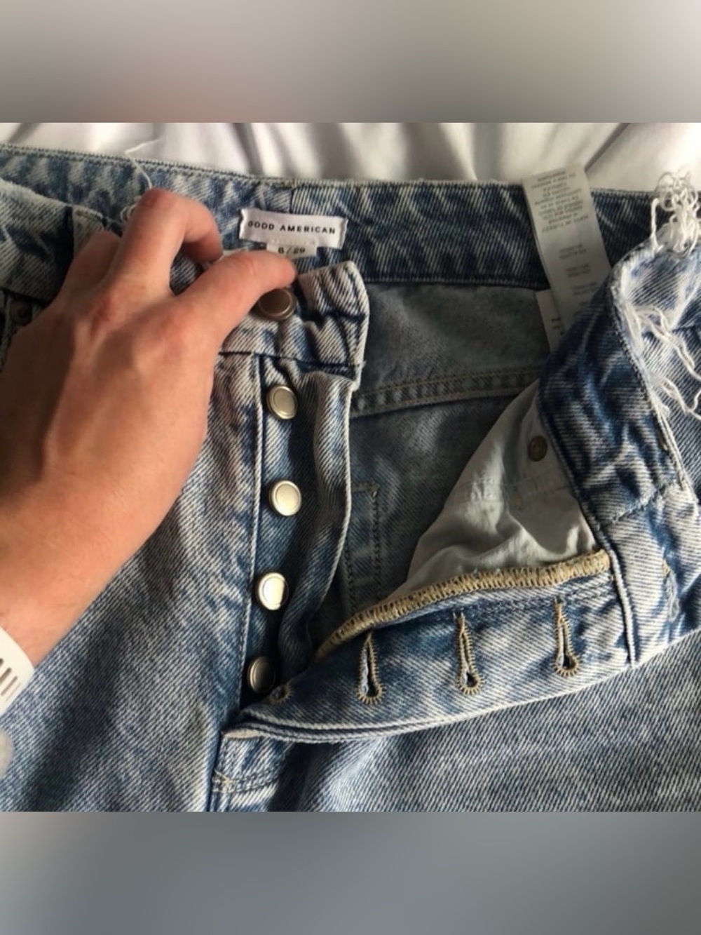 Good American Good Boy Straight Jeans Light Wash Size 29 (8) Like New